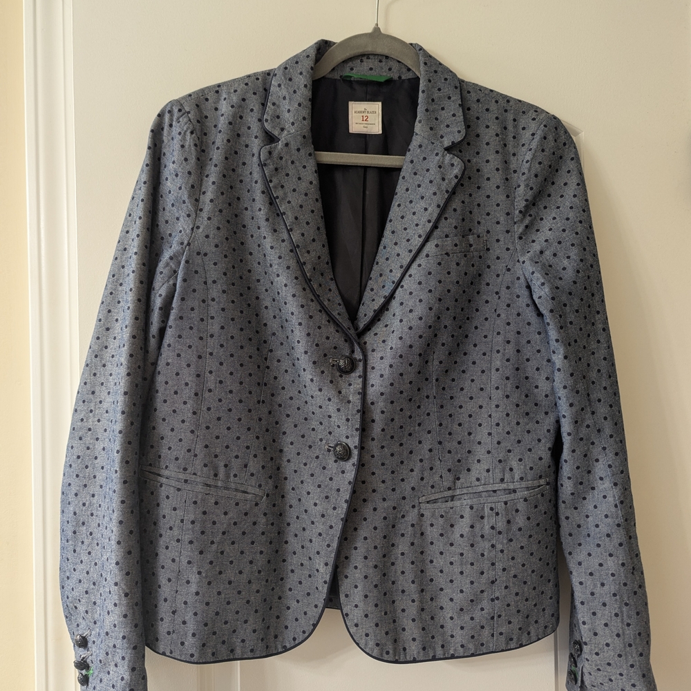 Denim Blue Polka Dot Women's Blazer